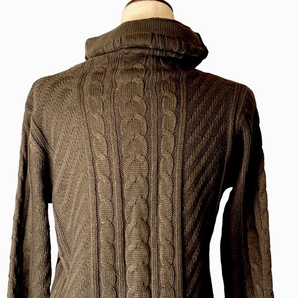 Ninovino Chocolate Brown Cable Knit Turtleneck Sweater Tunic 100% Acrylic Medium - Picture 8 of 11